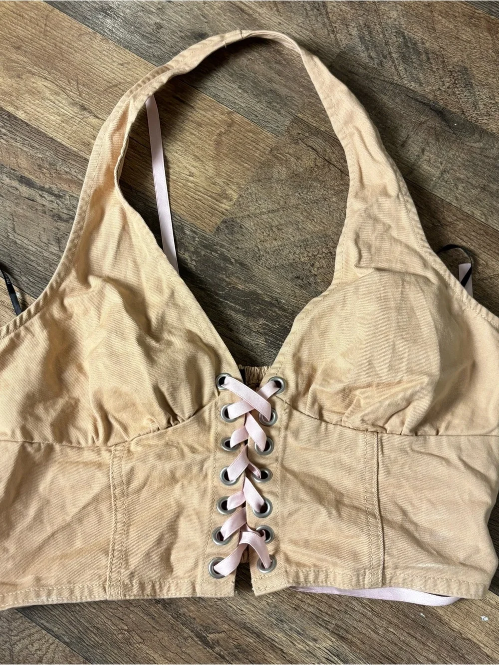 Top & Skirt Matching Set Pink-Tan Lace-Up